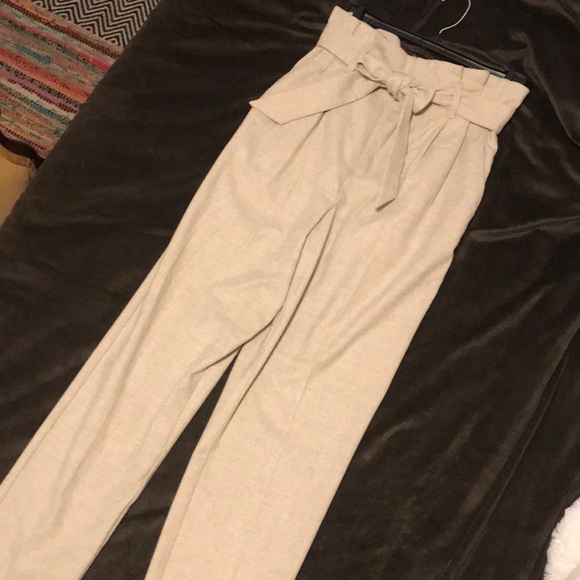H&M Pants - H&M cream soft paper bag pants high waisted